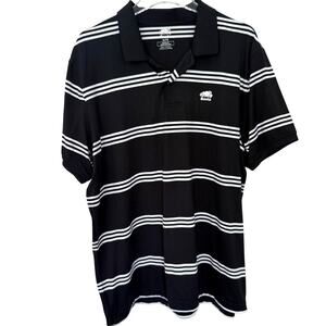 Roots Renew Knit Striped Polo Shirt Black White Size XL NWT
